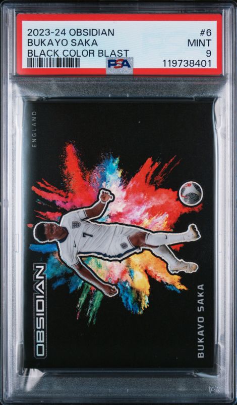 2023-24 Obsidian Bukayo Saka Black Color Blast #6 PSA 9