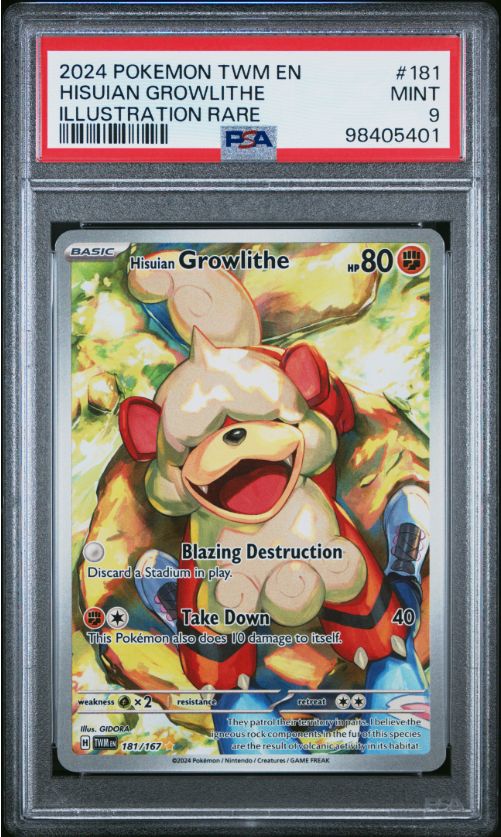 2024 Pokemon Twm En Hisuian Growlithe Illustration Rare #181 PSA 9