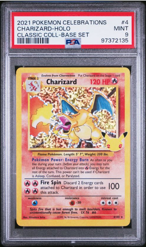 2021 Pokemon Celebrations Charizard- Holo Classic Coll-Base Set #4 PSA 9