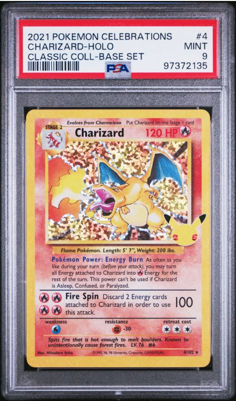 2021 Pokemon Celebrations Charizard- Holo Classic Coll-Base Set #4 PSA 9