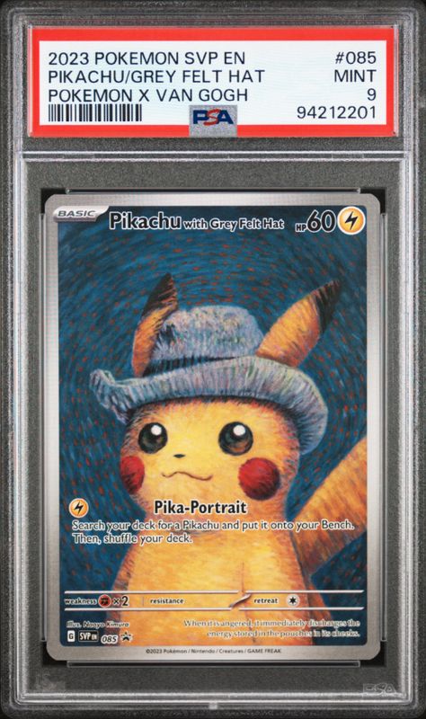2023 Pokemon SVP En Pikachu / Grey Felt Hat Pokemon X Van Gogh #085 PSA 9