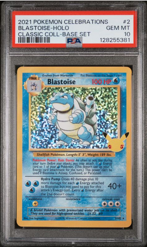 2021 Pokemon Celebration Blastoise - Holo Classic Coll-Base Set #2 PSA 10