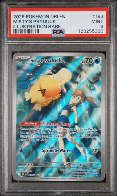 2025 Pokemon Dri En Misty&#39;s Psyduck Illustration Rare #193 PSA 9