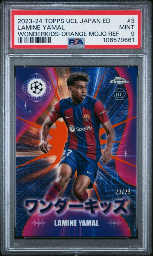 2023-24 Topps UCL Japan Ed Lamine Yamal Wonderkids-Orange Mojo Ref #3 PSA 9