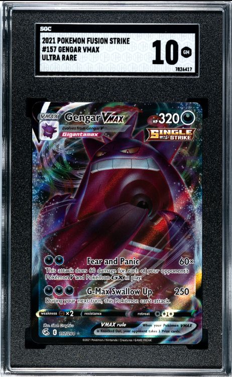 2021 Pokemon Fusion Strike #157 Gengar Vmax Ultra Rare SGC 10