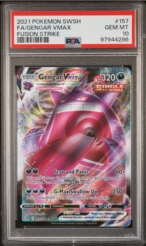 2021 Pokemon SWSH FA/ Gengar Vmax Fusion Strike #157 PSA 10