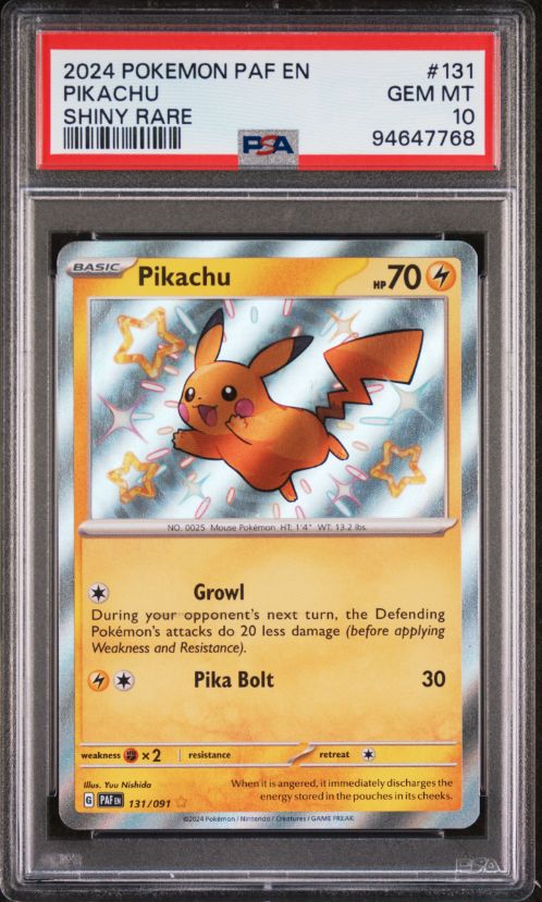 2024 Pokemon Paf En Pikachu Shiny Rare #131 PSA 10