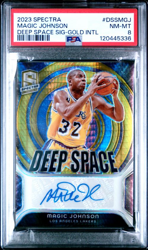 2023 Spectra Magic Johnson Deep Space Sig-Gold Intl #DSSMGJ PSA 8