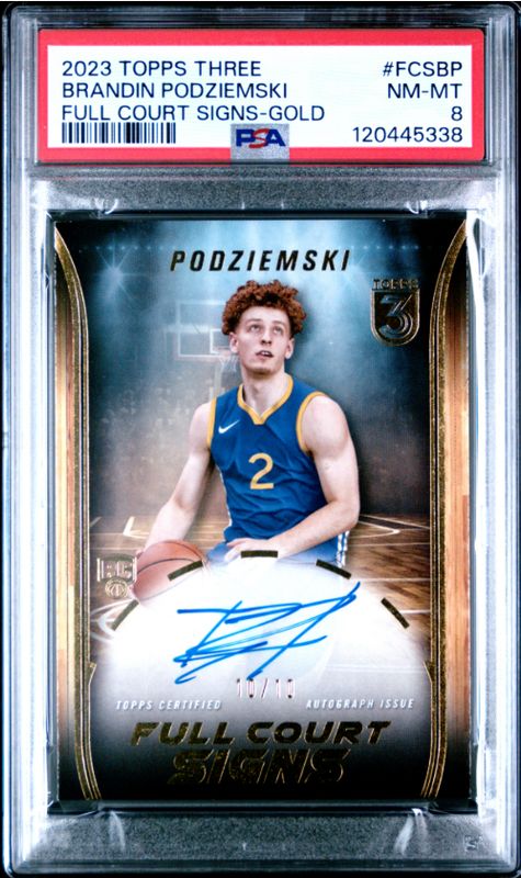 2023 Topps Three Brandin Podziemski Full Court Signs - Gold #FCSBP PSA 8