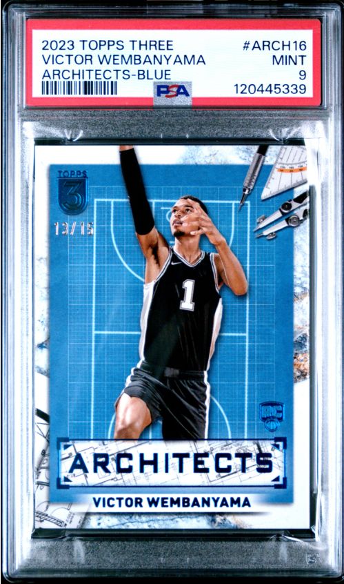 2023 Topps Three Victor Wemanyama Architects - Blue #Arch16 PSA 9