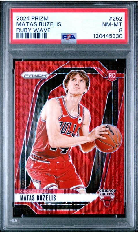 2024 Prizm Matas Buzelis Ruby Wave #252 PSA 8