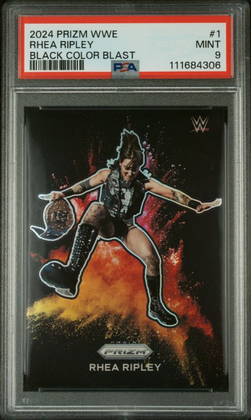 2024 Prizm WWE Rhea Ripley Black Color Blast #1 PSA 9