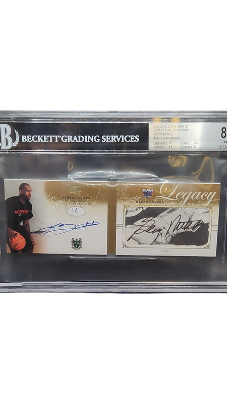 2011 UD All Time Greats Legacy Dual Book Card Auto LALG 1/1 Beckett 8.5