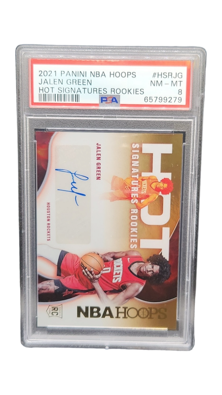 2021 Panini NBA Hoops Jalen Green Hot SIgnature Rookies Auto RC PSA 8