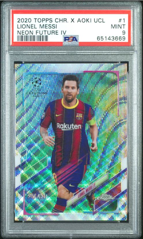 2020 Topps CHR. X Aoiki UCL Lionel Messi Neon Futire IV #1 PSA 9