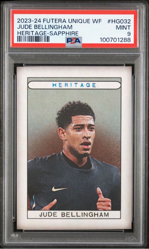 2023-24 Futera Unique WF Jude Bellingham Heritage - Sapphite #HG032 PSA 9