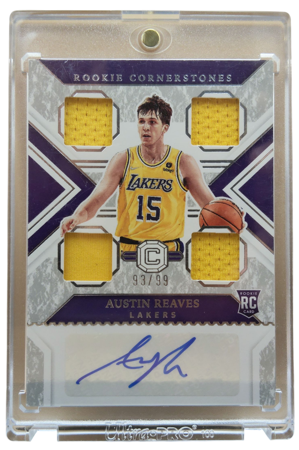 2021-22 Panini Chronicles Cornerstones Basketball Austin Reaves Patch and Auto #RCO-ARV 93/99