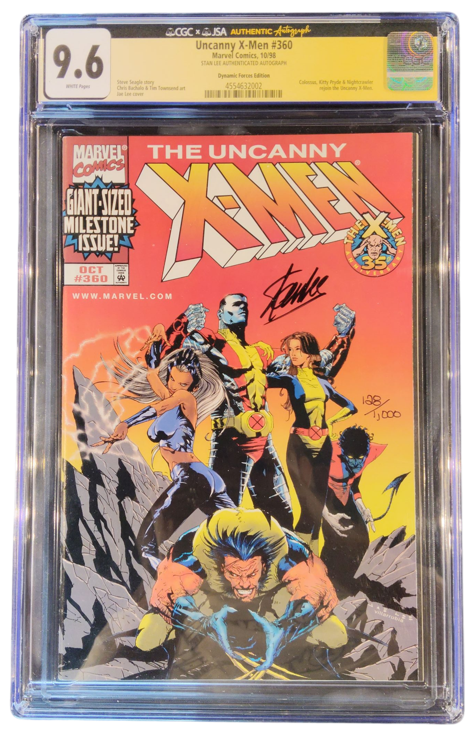 The Uncanny X-Men #360 - CGC 9.6 - Signed By Stan Lee+Numbered 128/1000+Authenticity Certifcate