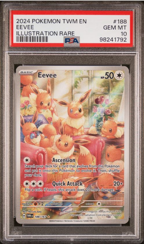 2024 Pokemon TWM En Eevee Illustration Rare #188 PSA 10
