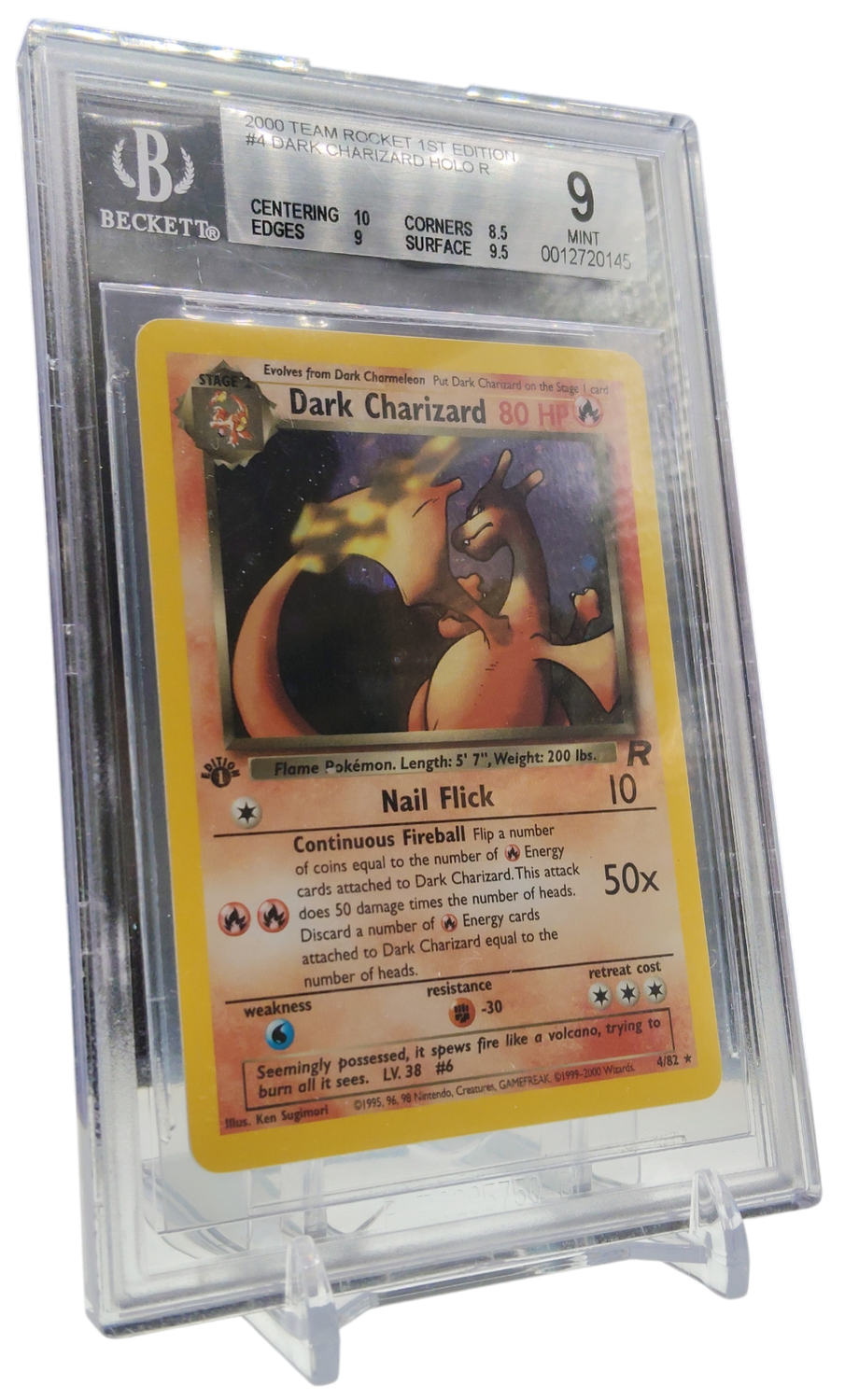 2000 Tean Rocket 1st Edition #4 Dark Charizard Holo R BGS 9