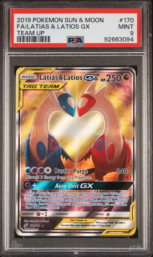 2019 Pokemon Sun &amp; Moon FA/Latias &amp; Latios GX Team Up #170 PSA 9