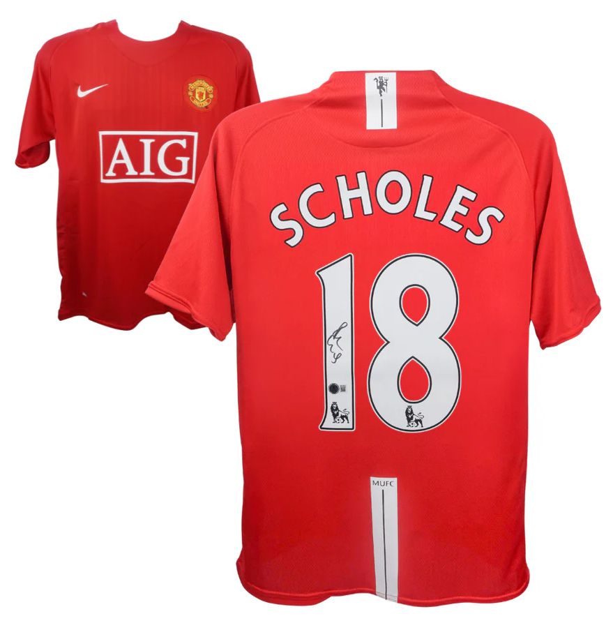 Paul Scholes #18 Manchester United 07/08 Home Signed Jersey