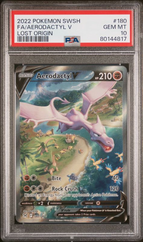 PSA 10 2022 Pokemon SWSH FA/Aerodactyl V Lost Origin #180