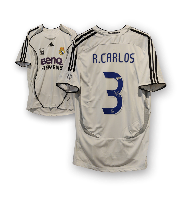 Roberto Carlos #3 Real Madrid 06/07 Home Signed Jersey