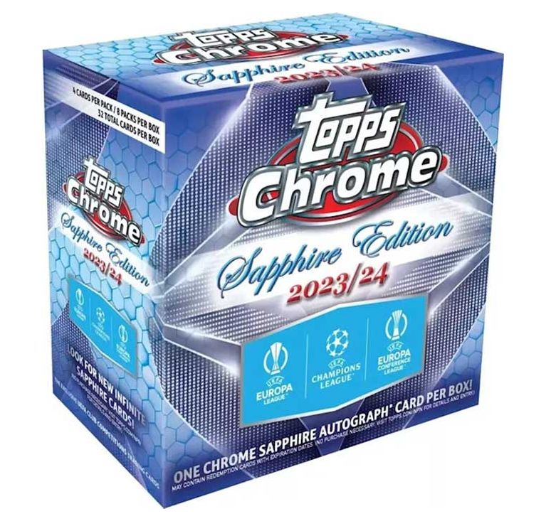 2023-24 Topps Chrome UEFA Club Competitions Soccer Sapphire Edition Box