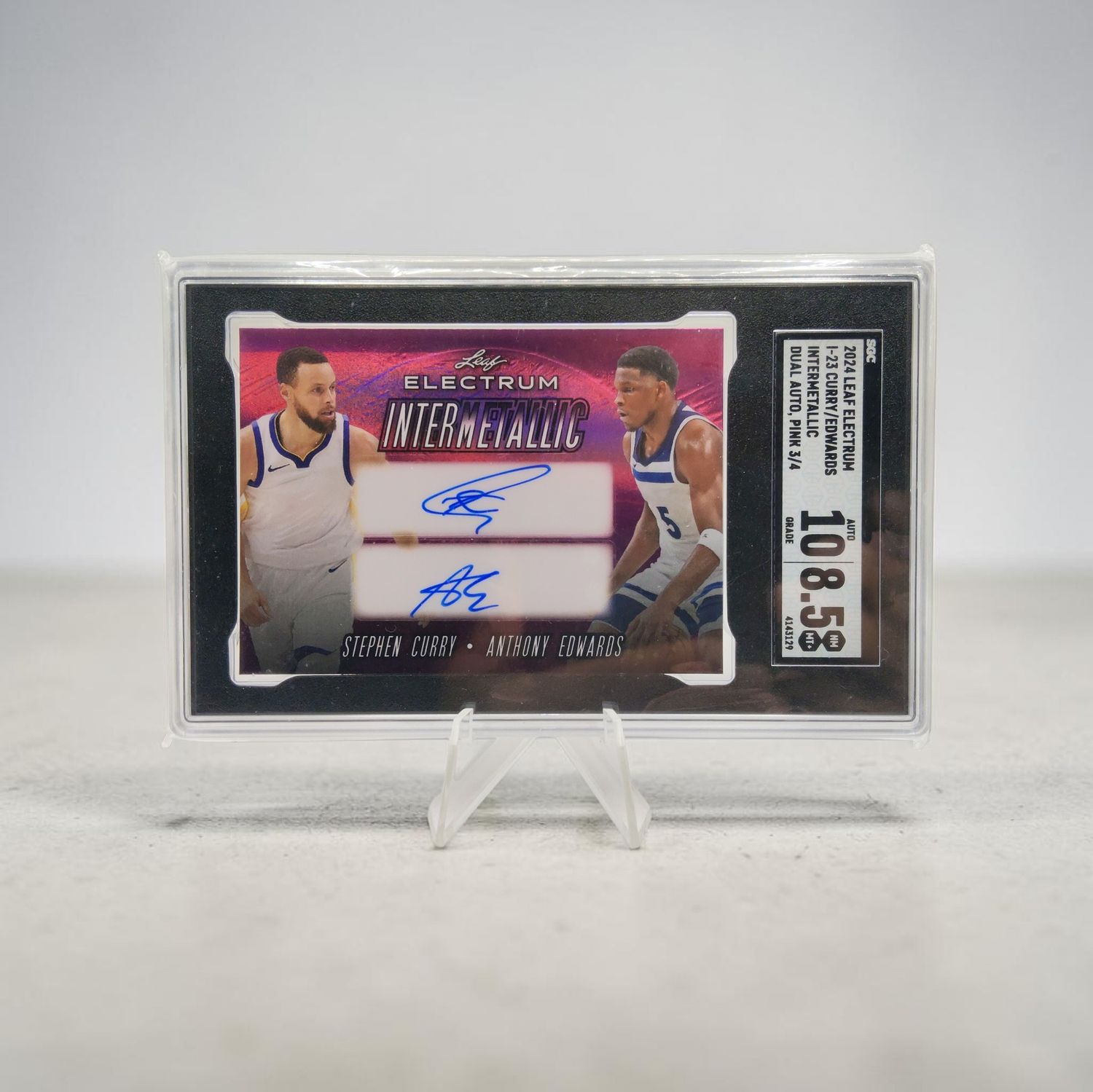 2024 Leaf Electrum I-23 Curry/Edwards Intermetallic Dual Auto Pink 3/4 SGC 8.5
