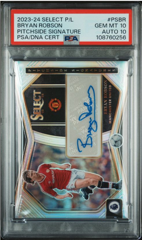 2023-24 Select P/L Bryan Robson Pitchside Signature PSA/DNA Cert #PSBR PSA 10 Auto 10