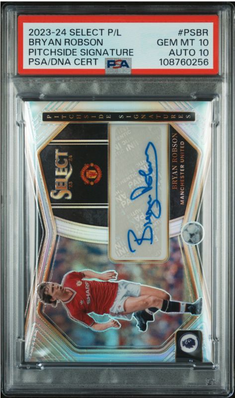 2023-24 Select P/L Bryan Robson Pitchside Signature PSA/DNA Cert #PSBR PSA 10 Auto 10