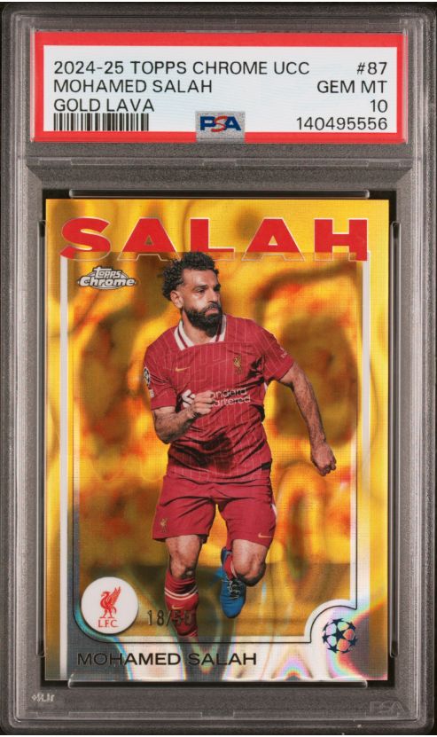 2024-25 Topps Chrome UCC Mohamed Salah Gold Lava #87 PSA 10