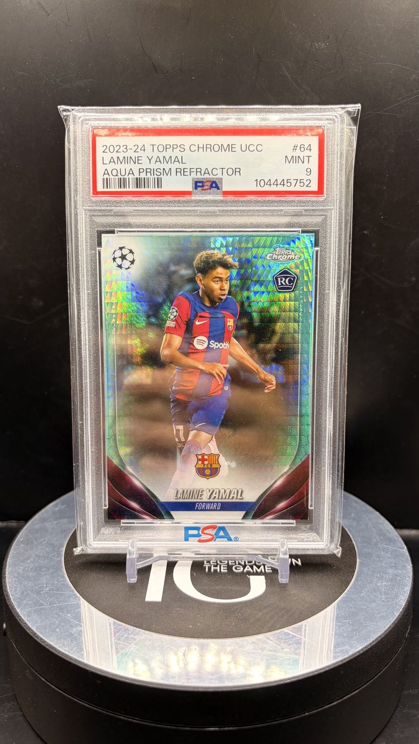 2023-24 Topps Chrome UCC Lamin Yamal Aqua Prism Refractor #64 PSA 9