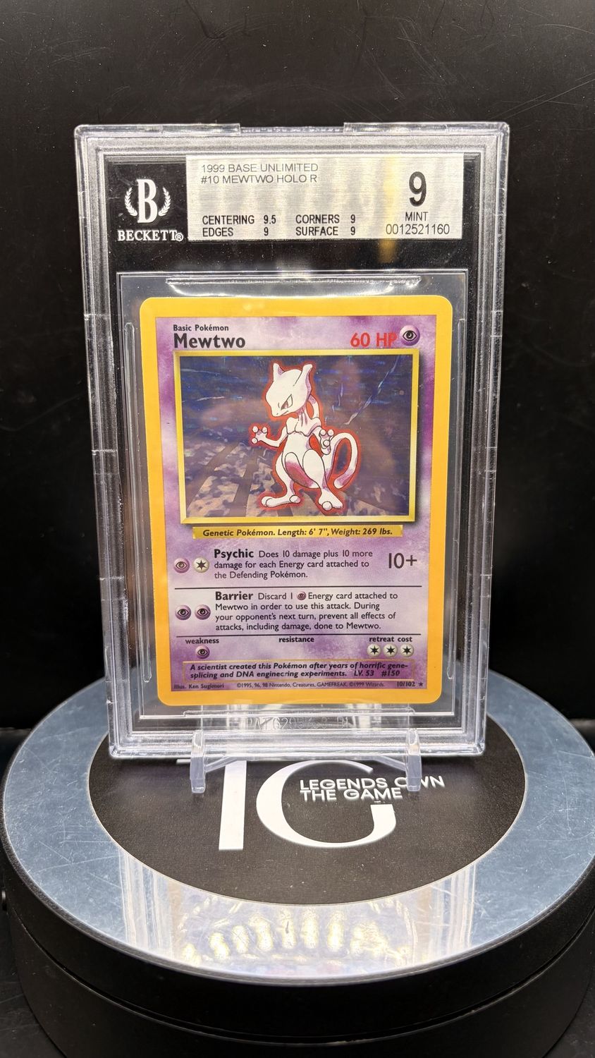 1999 Base Unlimited #10 Mewtwo Holo R BGS 9