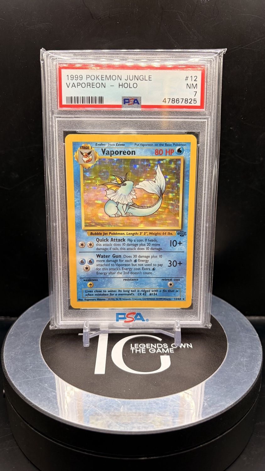 1999 Pokemon Jungle Vaporeon - Holo #12 PSA 7
