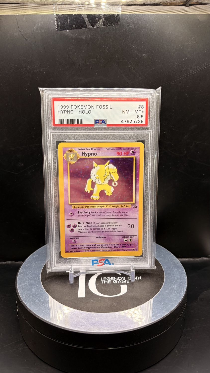 1999 Pokemon Fossil Hypno-Holo #8 PSA 8.5