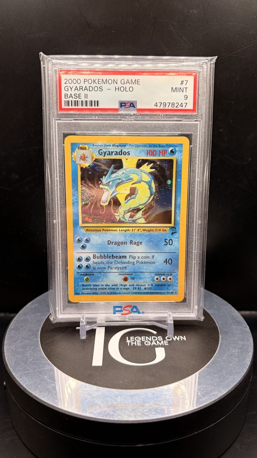 2000 Pokemon Game Gyarados - Holo Base II #7 PSA 9