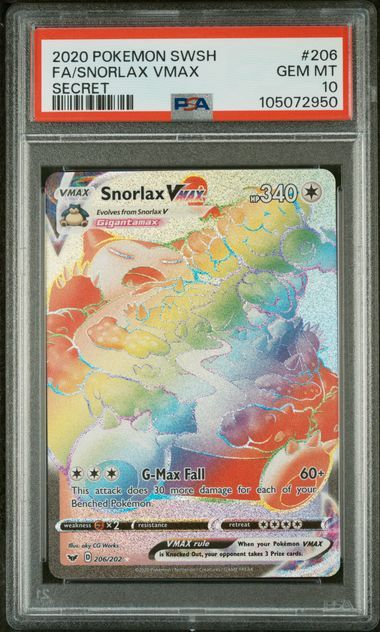 2020 Pokemon SWSH FA/Snorlax Vmax Secret #206 PSA 10