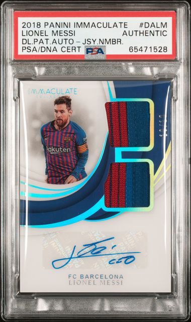 2018 Panini Immaculate Lionel Messi DL.Pat.Auto-Jsy.Nmbr. PSA/DNA Cert #DALM