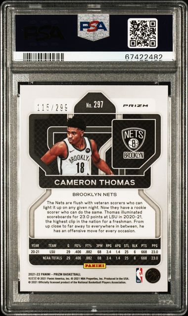 2021 Prizm Cameron Thomas Red Prizm #297 PSA 10
