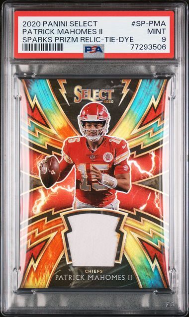 2020 Panini Select Patrick Mahomes II Sparks Prizm Relic-Tie-Dye #SP-PMA PSA 9