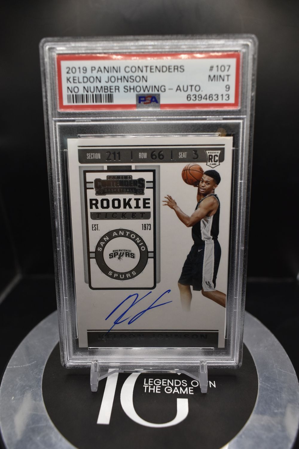 2019 Panini Contenders Keldon Johnson No Number Showing - Auto #107 PSA 9