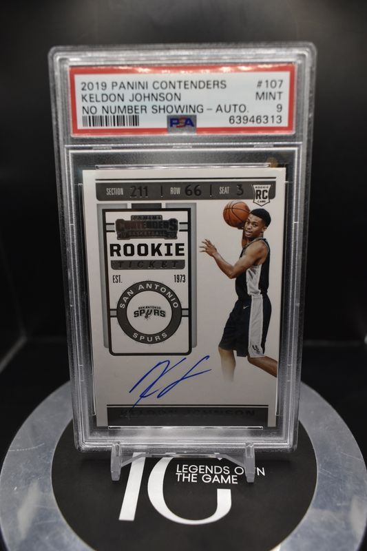 2019 Panini Contenders Keldon Johnson No Number Showing - Auto #107 PSA 9