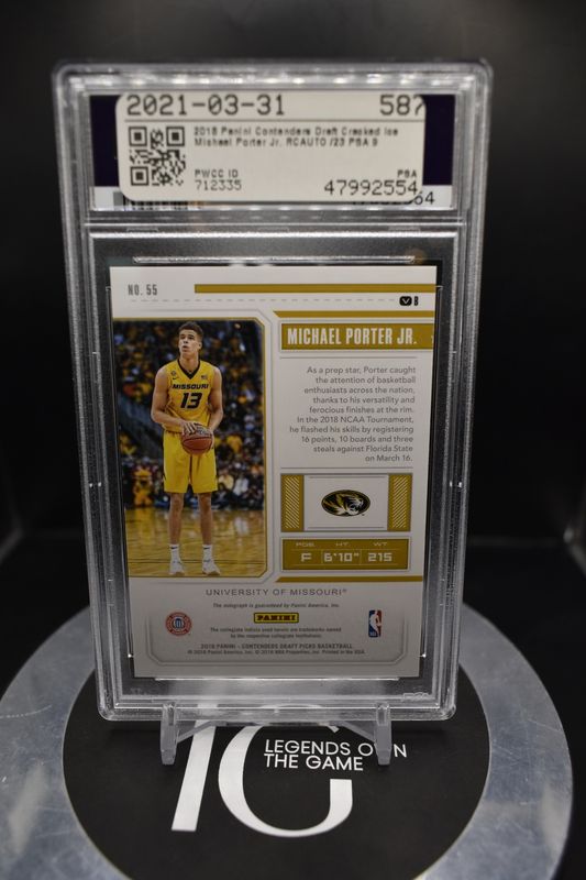 2018 Panini Contenders DP Michael Porter Jr. Autograph - Cracked Ice #55B PSA 9