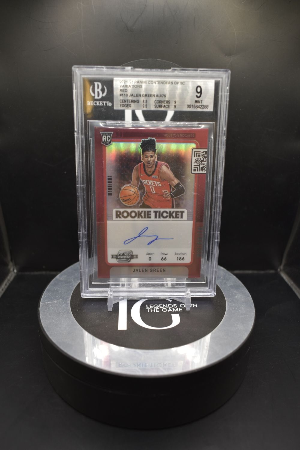 2021-22 Panini ContendersOptic Variaitions Red #110 Jalen Green Au/75 BGS 9