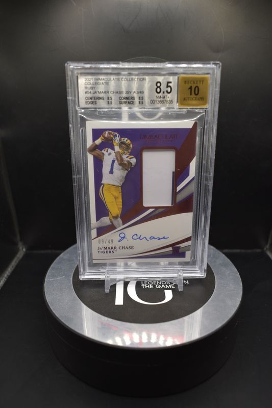 2021 Immaculate Collection Collegiate Ruby #54 Ja'marr Chase Jsy Au/49 Auto 10 BGS 8.5