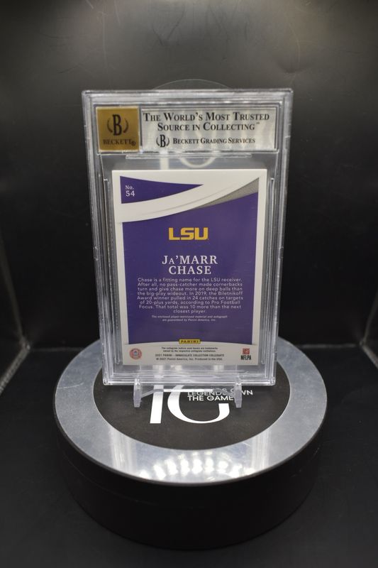 2021 Immaculate Collection Collegiate Ruby #54 Ja'marr Chase Jsy Au/49 Auto 10 BGS 8.5