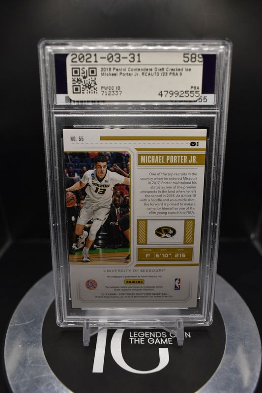 2018 Panini Contenders DP Michael Porter Jr. Autograph - Cracked Ice #55C PSA 9