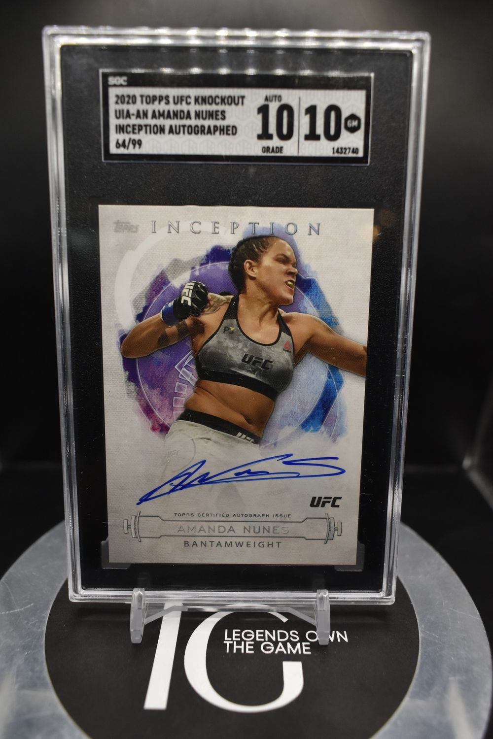 2020 Topps UFC Knockout UIA-An Amanda Nunes Inception Autographed 64/99 Auto 10 SGC 10